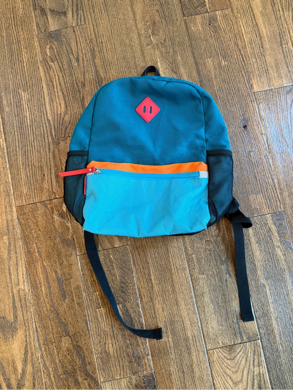 Kids Teal and Light Blue Backpack with Orange Trim